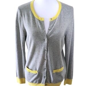 Old Navy Gray and Yellow‎ Colorblock Cardigan Size M